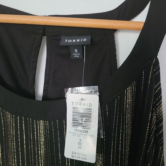 Torrid Black Gold Stripe Goddess Tunic Sleeveless NWT - Picture 4 of 6